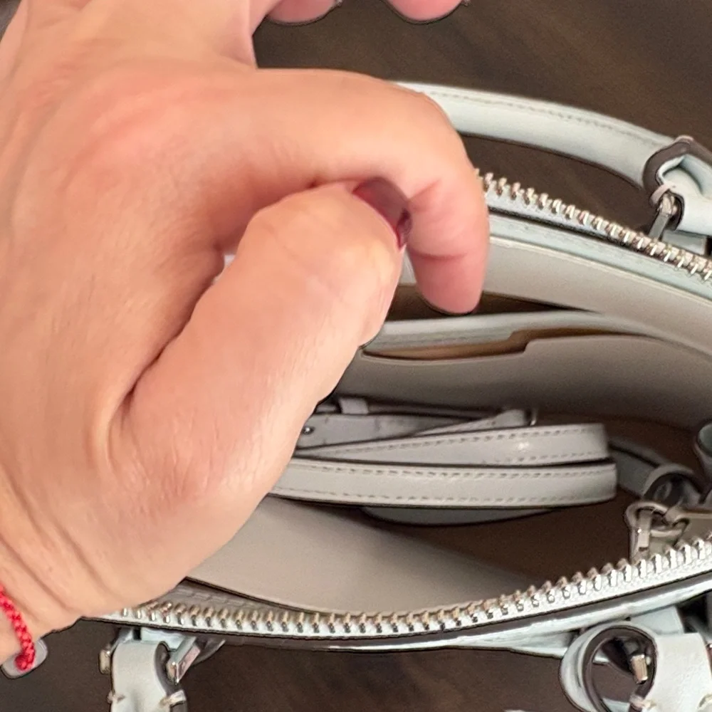 Tory Burch Pale Blue Embossed Leather Satchel - Picture 4 of 7